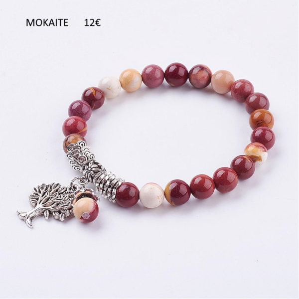 Bracelet jaspe mokaïte - bijoux en pierre fine véritable - arbre de vie